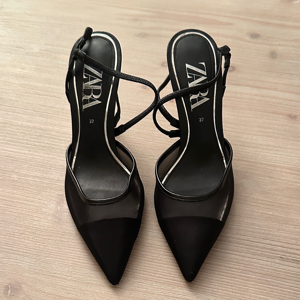 Zara Elegant Black Strappy Heels